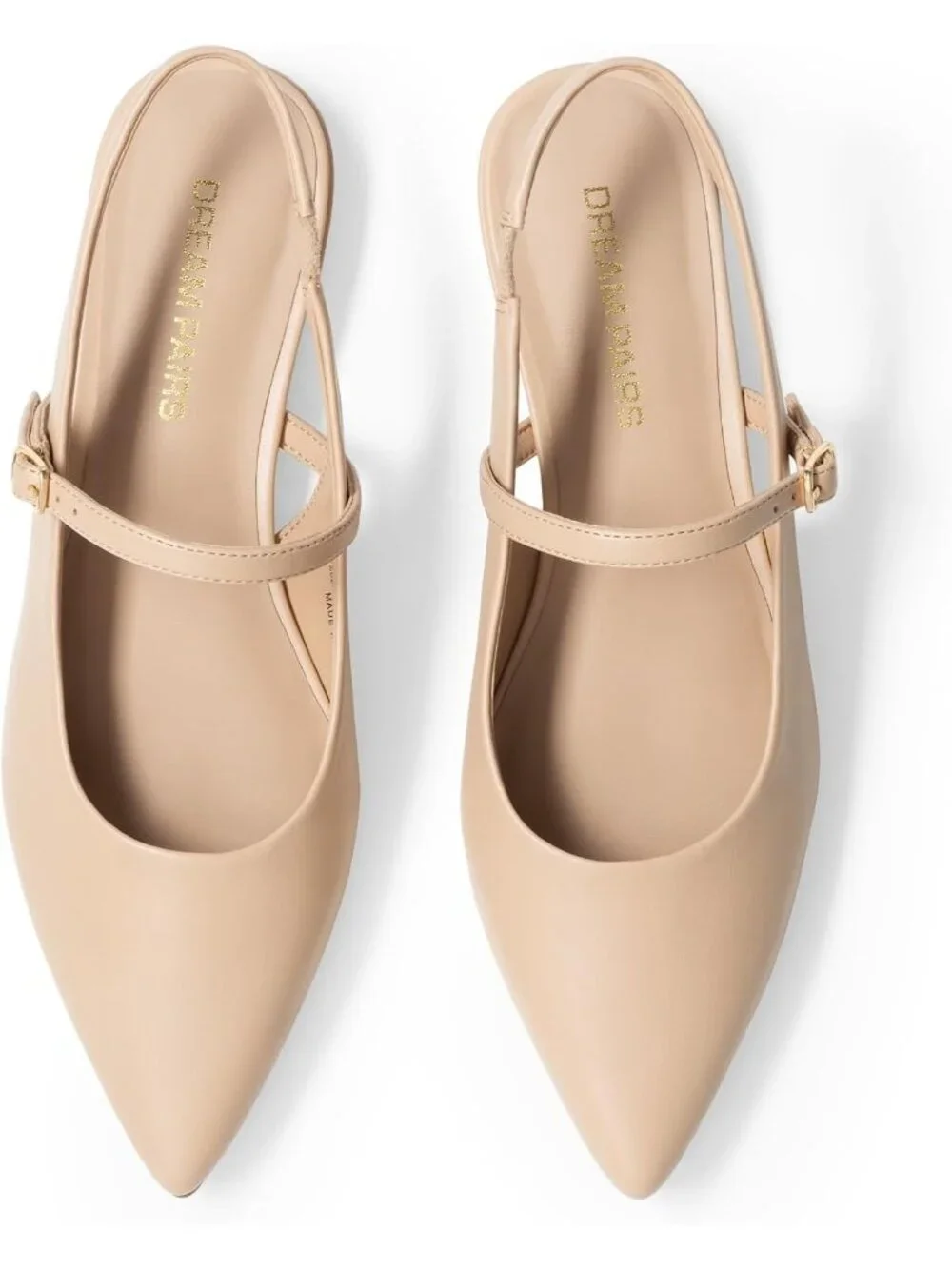 Dream Pairs Women's Nude Pointed Toe Slingback Dressy Mary Jane Ballet Flats